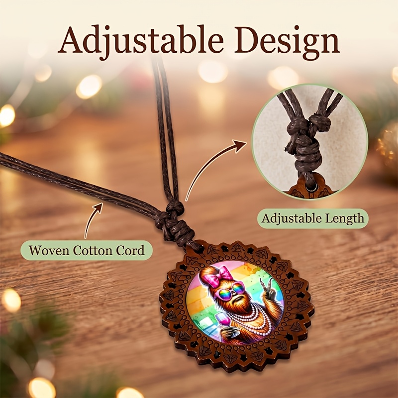 Colorful Fashion Shadow Wooden Necklace, Gift Idea
